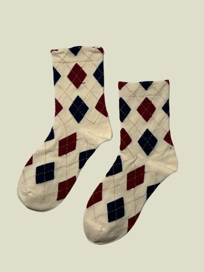 Argyle Pattern women's Crew Socks