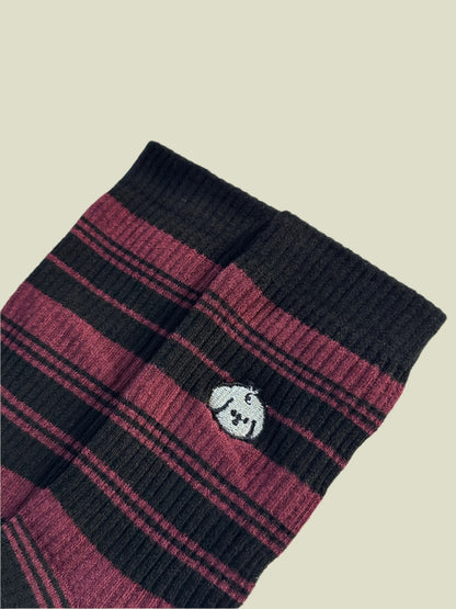 Puppy Love Stripes Women's Crew Socks-Black